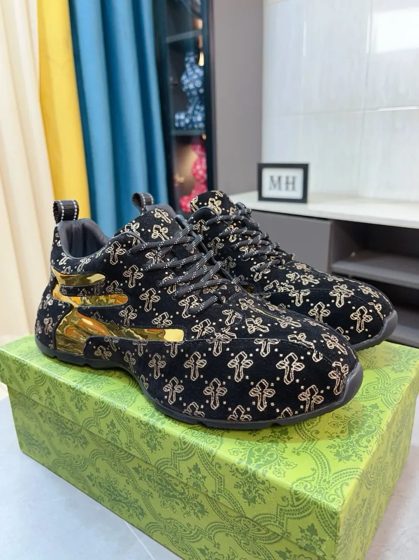 Men's shoes 💰560🌹🌹【GUCCI】pop-top casual sneakers with daddy outsole, breathable and comfortable, easy to walk, a versatile style for trendy men, upper with cowhide edged outsole design➕genuine leather lining➕Gucci's popular original outsole, sports and running style, super comfortable. Code number 38-44